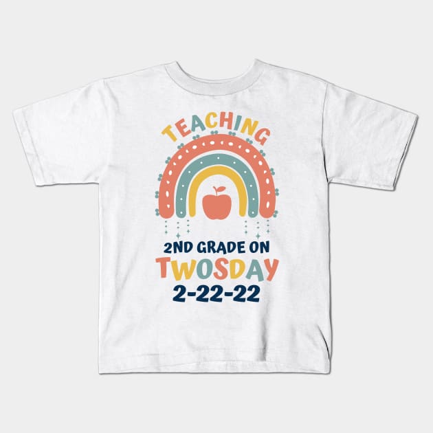 Teaching 2nd Grade On Twosday 2-22-22 Kids T-Shirt by JustBeSatisfied